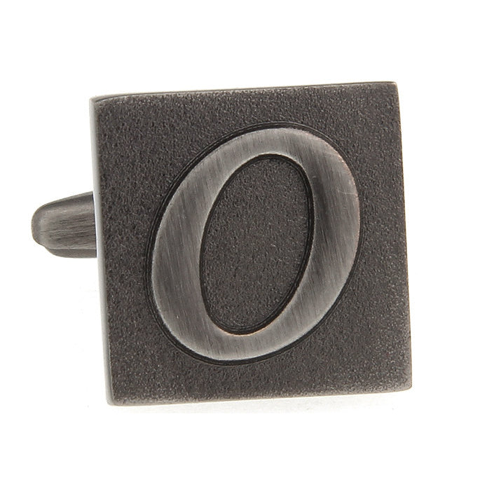 O Initial Cufflinks Gunmetal Square 3-D Letter O Personalized Initial English Vintage Cuff Links Groom Father of the Image 4