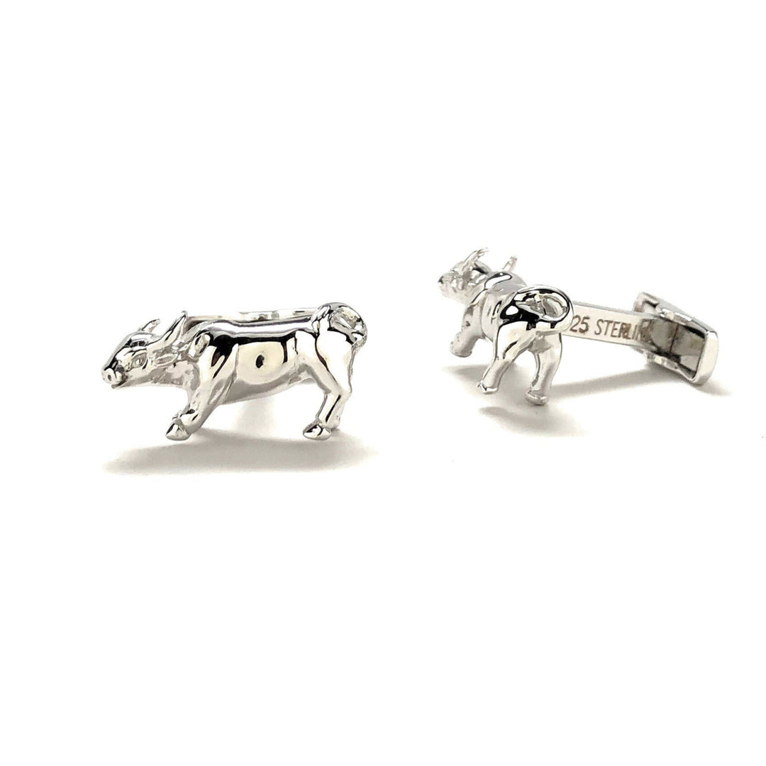 Sterling Silver Raging Bull Rider Matador Animal One of a Kind Animal Cufflinks Cuff Links Image 2