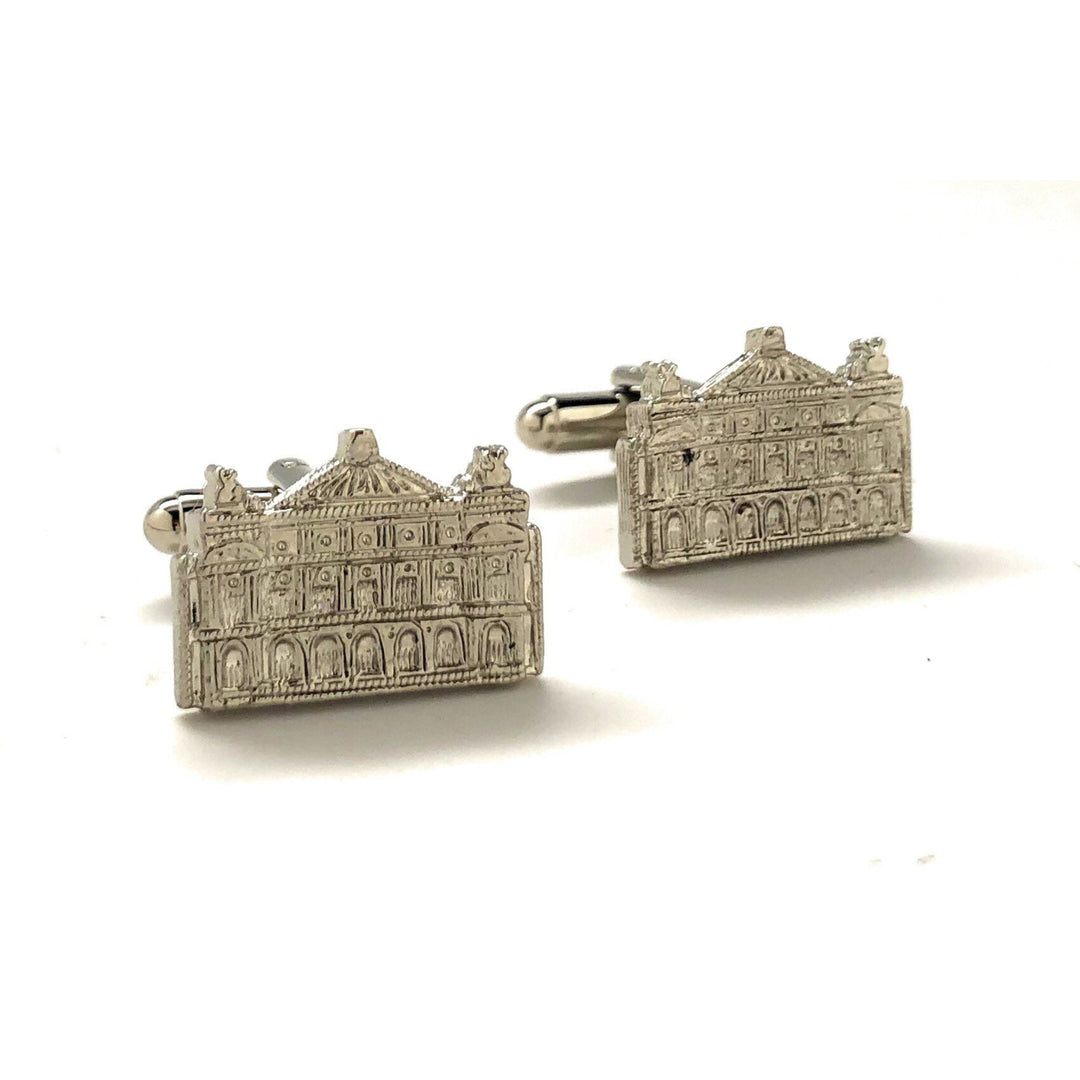 Whimsical Castle Cufflinks Silver Tone Palace Mansion Detailed Design Cuff Links Gifts for Dad Husband Gifts for Him Image 1