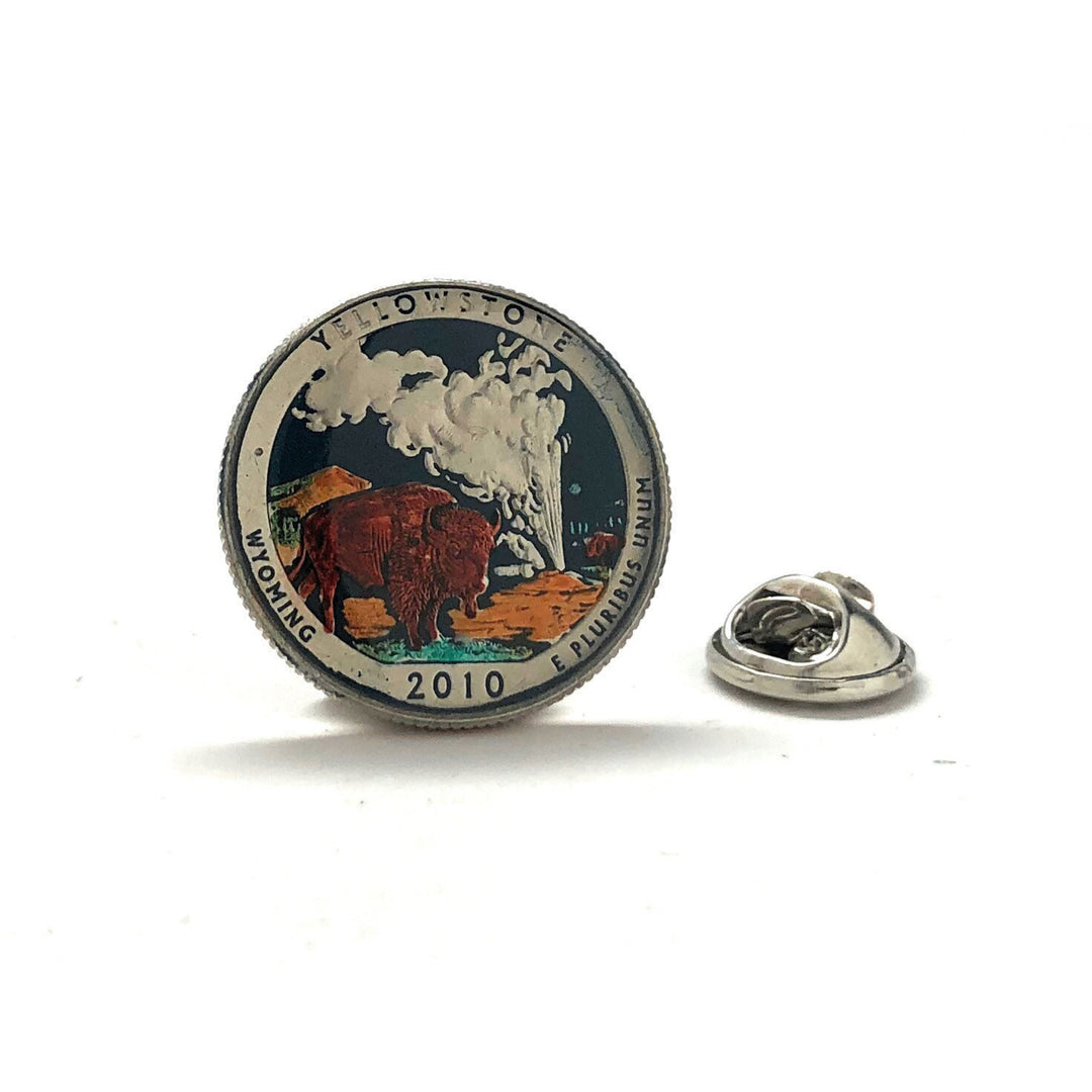 Enamel Pin Yellowstone National Park US Quarter Enamel Coin Lapel Pin Tie Tack Travel Souvenir Coins Keepsakes Cool Fun Image 1