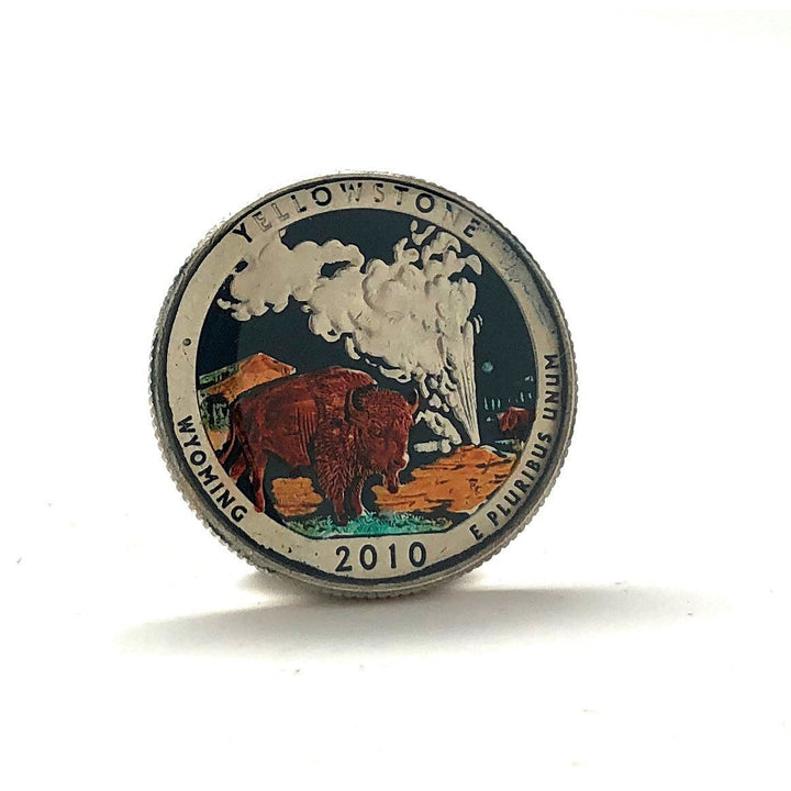 Enamel Pin Yellowstone National Park US Quarter Enamel Coin Lapel Pin Tie Tack Travel Souvenir Coins Keepsakes Cool Fun Image 2