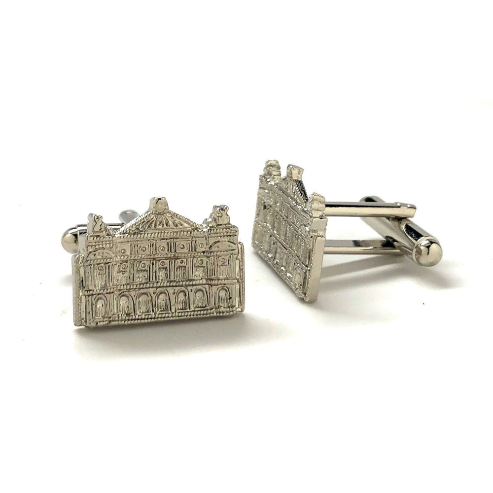 Whimsical Castle Cufflinks Silver Tone Palace Mansion Detailed Design Cuff Links Gifts for Dad Husband Gifts for Him Image 2