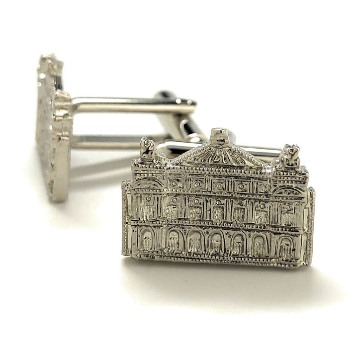 Whimsical Castle Cufflinks Silver Tone Palace Mansion Detailed Design Cuff Links Gifts for Dad Husband Gifts for Him Image 3