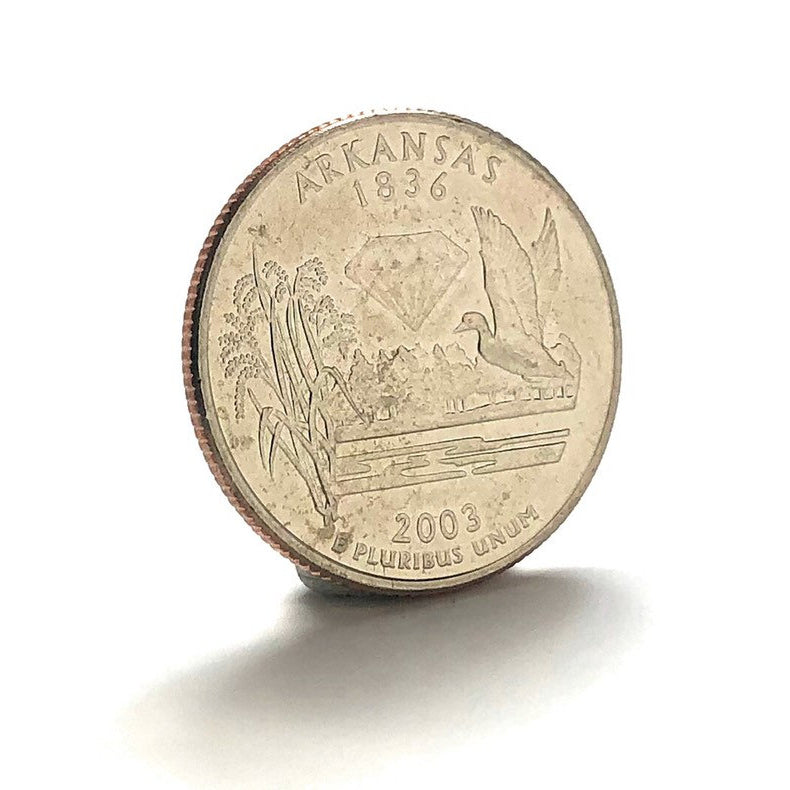 Enamel Pin Arkansas State Quarter Enamel Coin Uncirculated Lapel Pin Tie Tack Travel Souvenir Coins Bird Diamonds Image 2