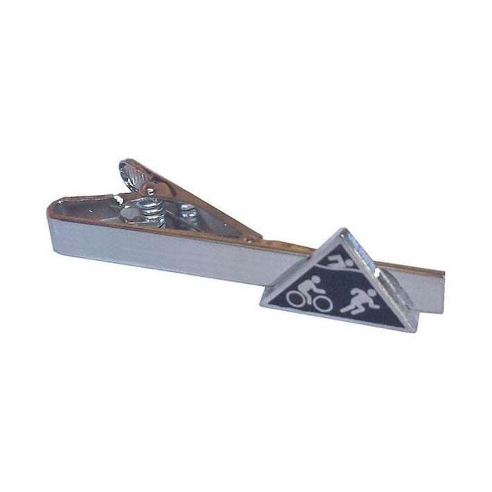 Triathlon Tie Clip Tie Bar Silver Tone Very Cool Comes with Gift Box Image 1