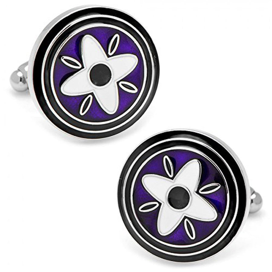 Black and Purple Twilight Star Cufflinks Cuff Links Classic Style Dress Round Enamel Brings Designer Cuff Links Gift Box Image 1