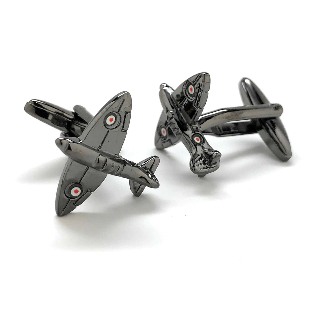 Gunmetal Spitfire Cufflinks British Airplane Supermarine RAF Special Edition Black Squadron CuffLinks WWII Aviation Image 2
