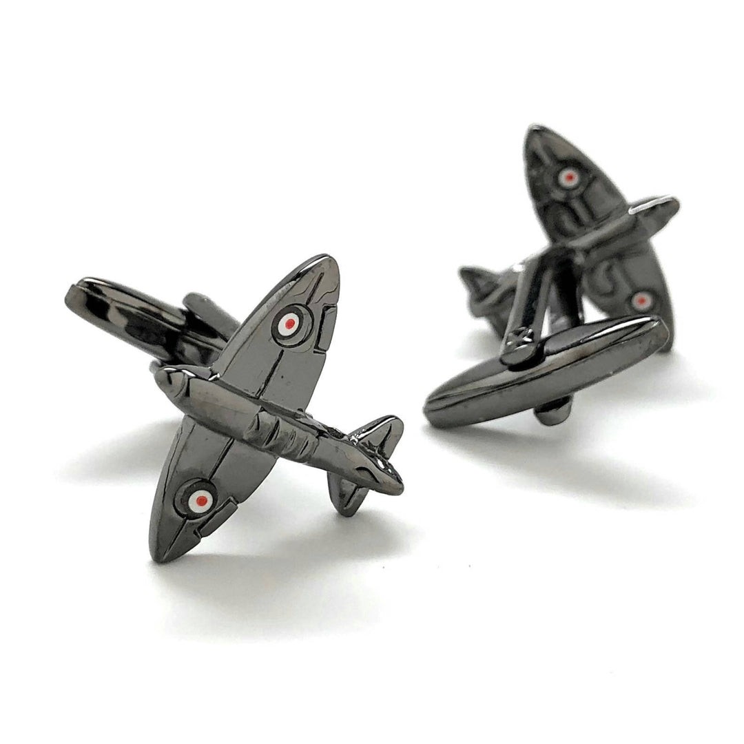 Gunmetal Spitfire Cufflinks British Airplane Supermarine RAF Special Edition Black Squadron CuffLinks WWII Aviation Image 4