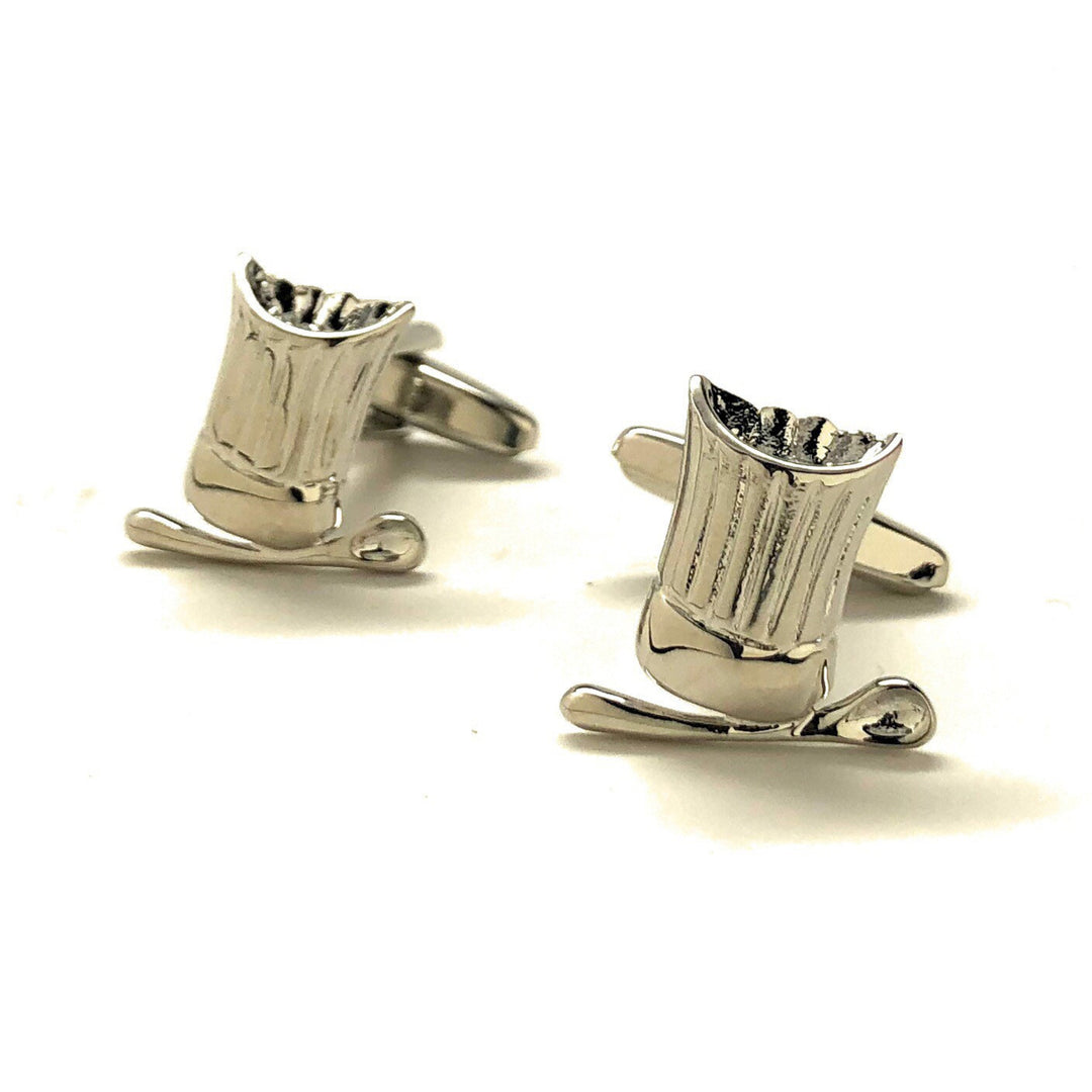 Chefs Hat and Spoon Cufflinks Bakers shinning Silver Tone  Cuff Links Image 1