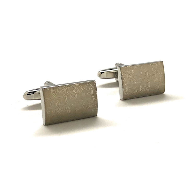 Flower Brush Design Cufflinks Power Style Shoney and Matt Silver Cuff Links Comes with Gift Box Image 4