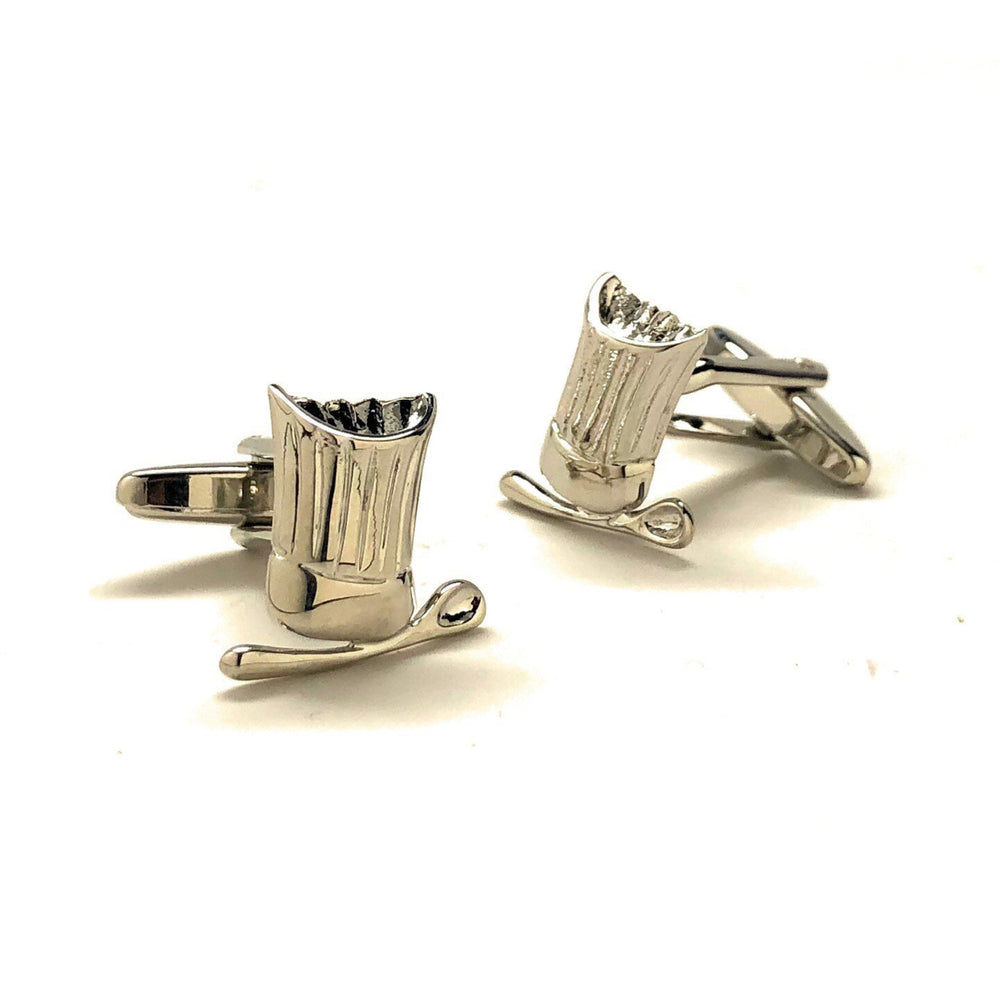 Chefs Hat and Spoon Cufflinks Bakers shinning Silver Tone  Cuff Links Image 2