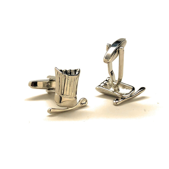 Chefs Hat and Spoon Cufflinks Bakers shinning Silver Tone  Cuff Links Image 3