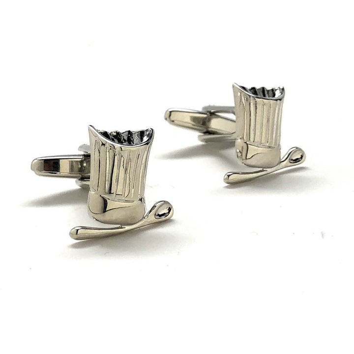 Chefs Hat and Spoon Cufflinks Bakers shinning Silver Tone  Cuff Links Image 4