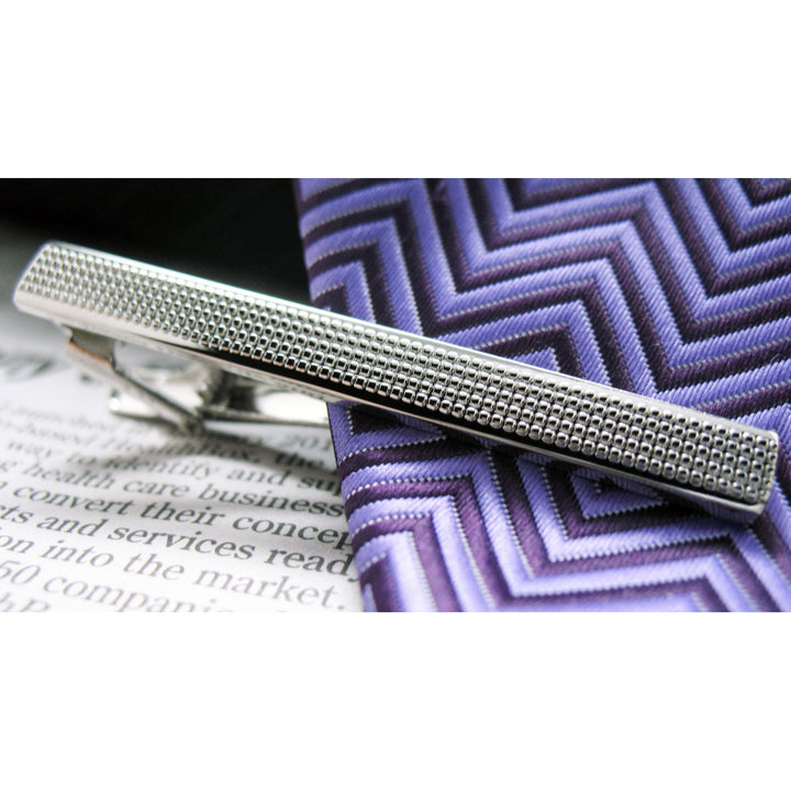 Tread Tie Bar Classic Shiny Silver Toned Clip Men Tie Clip Image 1