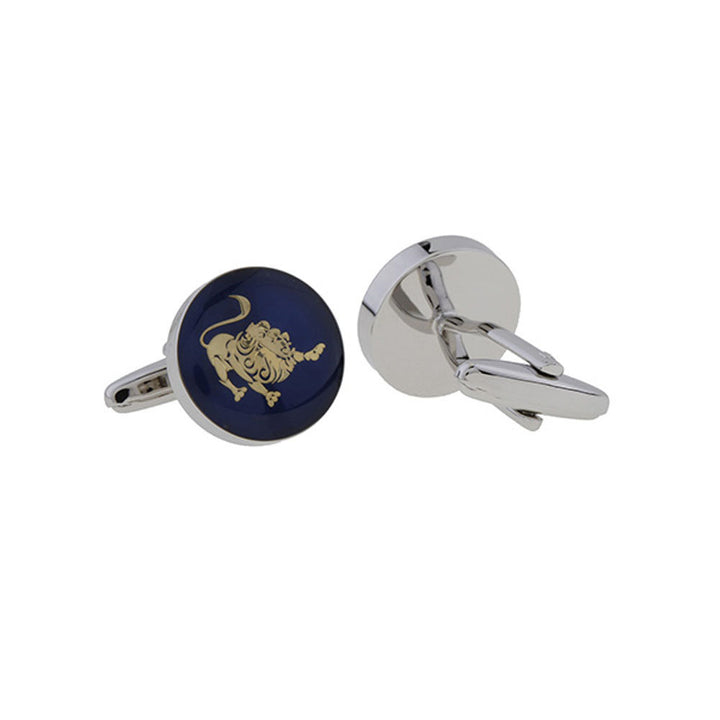 Leo Zodiac Sign Cufflinks Deep Blue Enamel Gold Tone Symbol from Astrology Cuff Links Comes with Gift Box Image 2