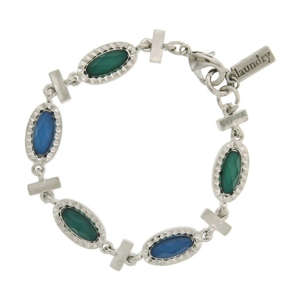 Chic Color Block Delicate Gems Clasp Bracelet Claret Red Coral or Blue and Green Stones Link Bracelet Image 2