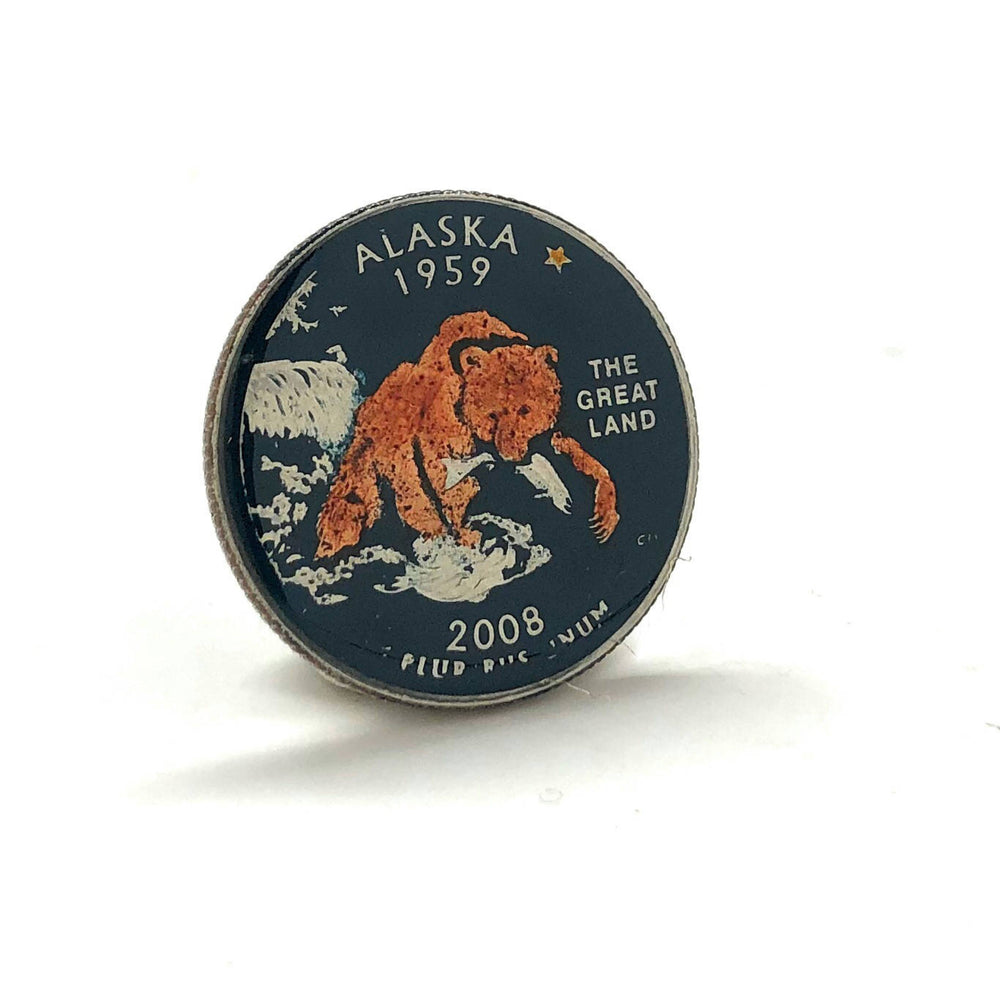 Enamel Pin Hand Painted Alaska State Quarter Enamel Coin Lapel Pin Tie Tack Travel Souvenir Coins Keepsakes Cool Fun Image 2