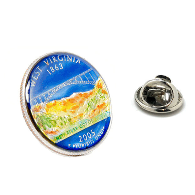Enamel Pin West Virginia State Quarter Enamel Coin Lapel Pin Tie Tack Travel Souvenir Hand Painted Coins Collector Cool Image 1