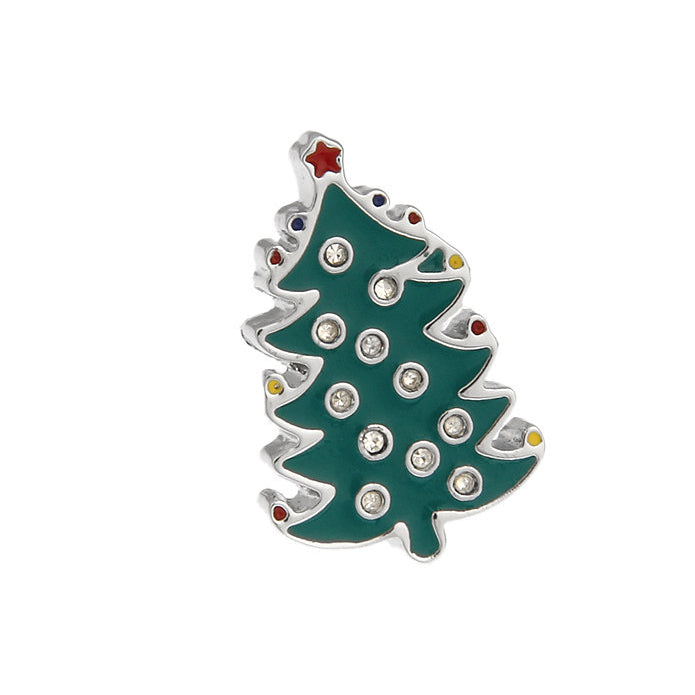 Christmas Tree Enamel Pin Christmas Lapel Pin Silver Green Enamel with Crystals Tie Tack Collector Pin Christmas Time Image 2