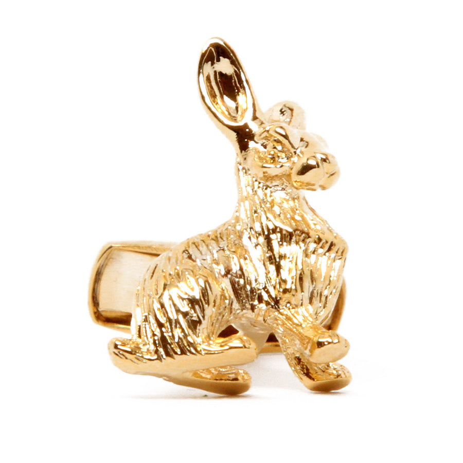 Lucky Rabbit Cufflinks Easter Bunny Thick Gold Tone Cuff Links Image 1