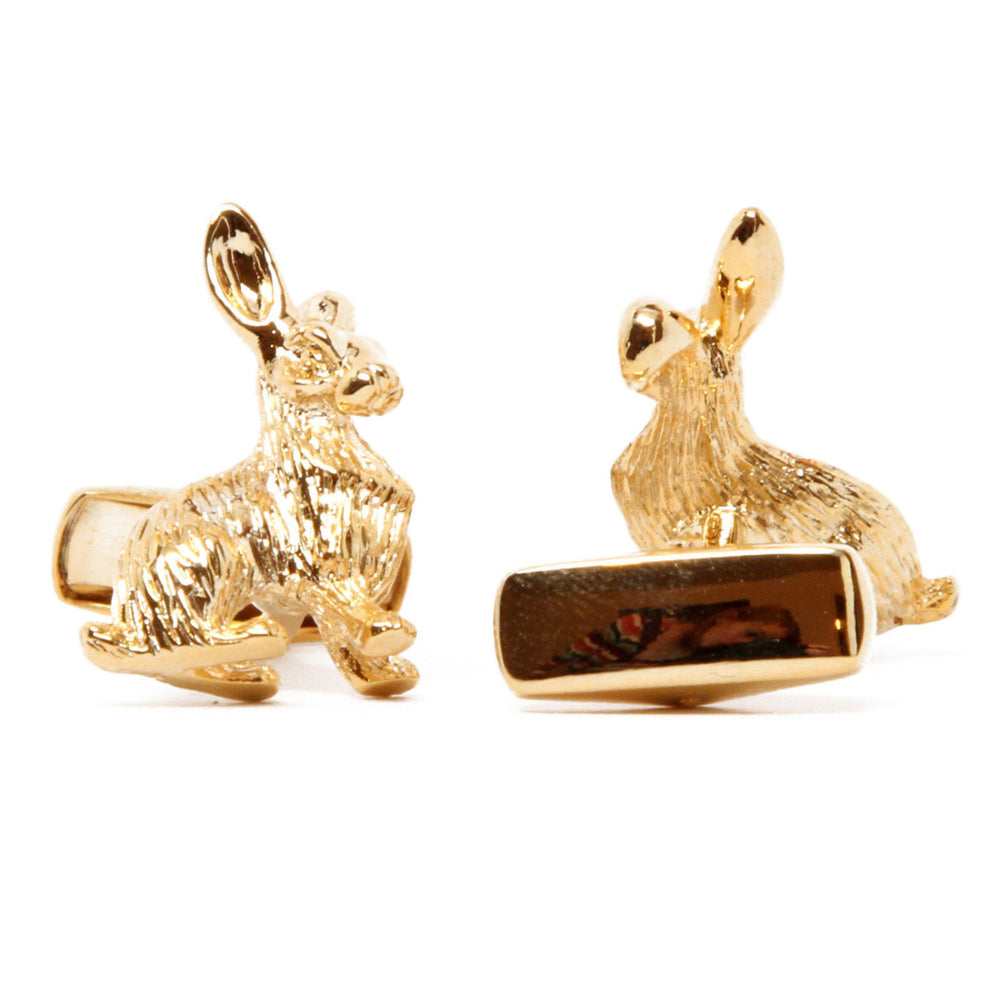 Lucky Rabbit Cufflinks Easter Bunny Thick Gold Tone Cuff Links Image 2