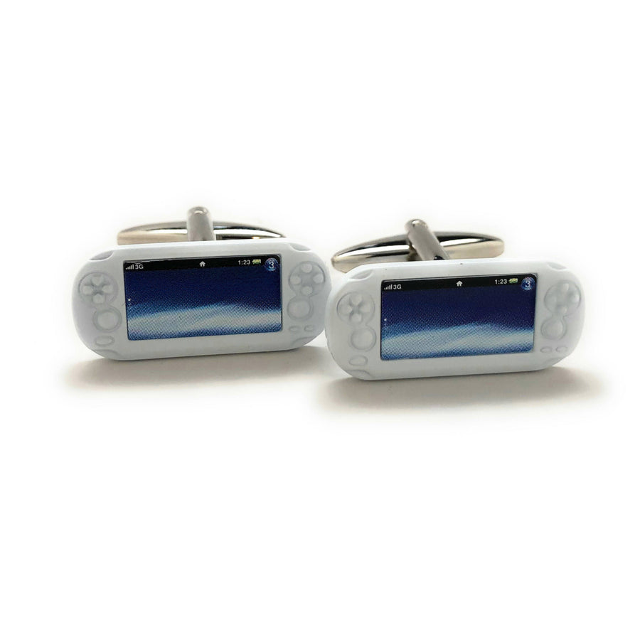Handheld Video Game Cufflinks White Video Gamer Cuff Links Retro Fun Nerdy Cool Unique White Elephant Gifts Image 1