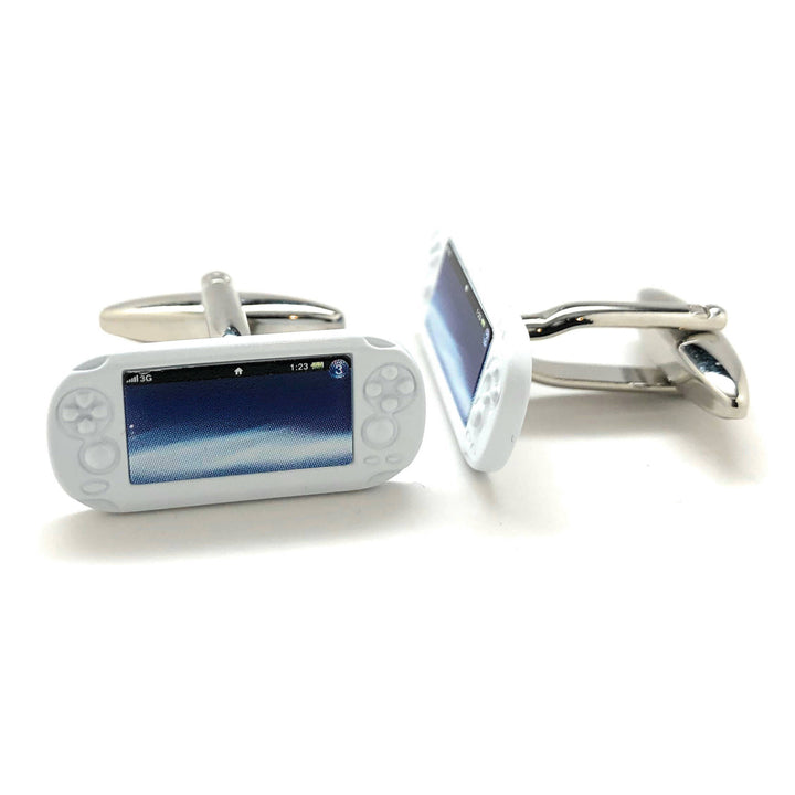 Handheld Video Game Cufflinks White Video Gamer Cuff Links Retro Fun Nerdy Cool Unique White Elephant Gifts Image 2