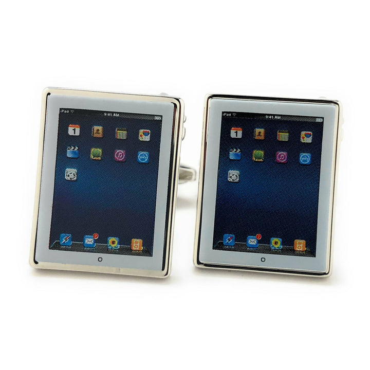 Tablet Computer Cufflinks White Edition Nerdy Party Master Unique Very Cool Fun Cuff Links Handheld Cuff Links Comes Image 1