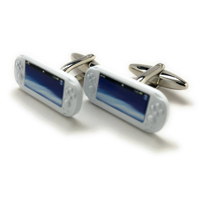 Handheld Video Game Cufflinks White Video Gamer Cuff Links Retro Fun Nerdy Cool Unique White Elephant Gifts Image 4