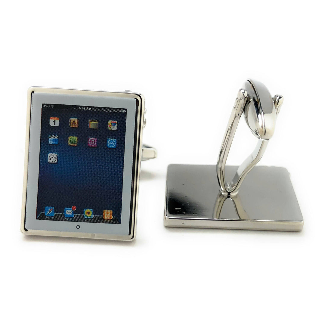 Tablet Computer Cufflinks White Edition Nerdy Party Master Unique Very Cool Fun Cuff Links Handheld Cuff Links Comes Image 3