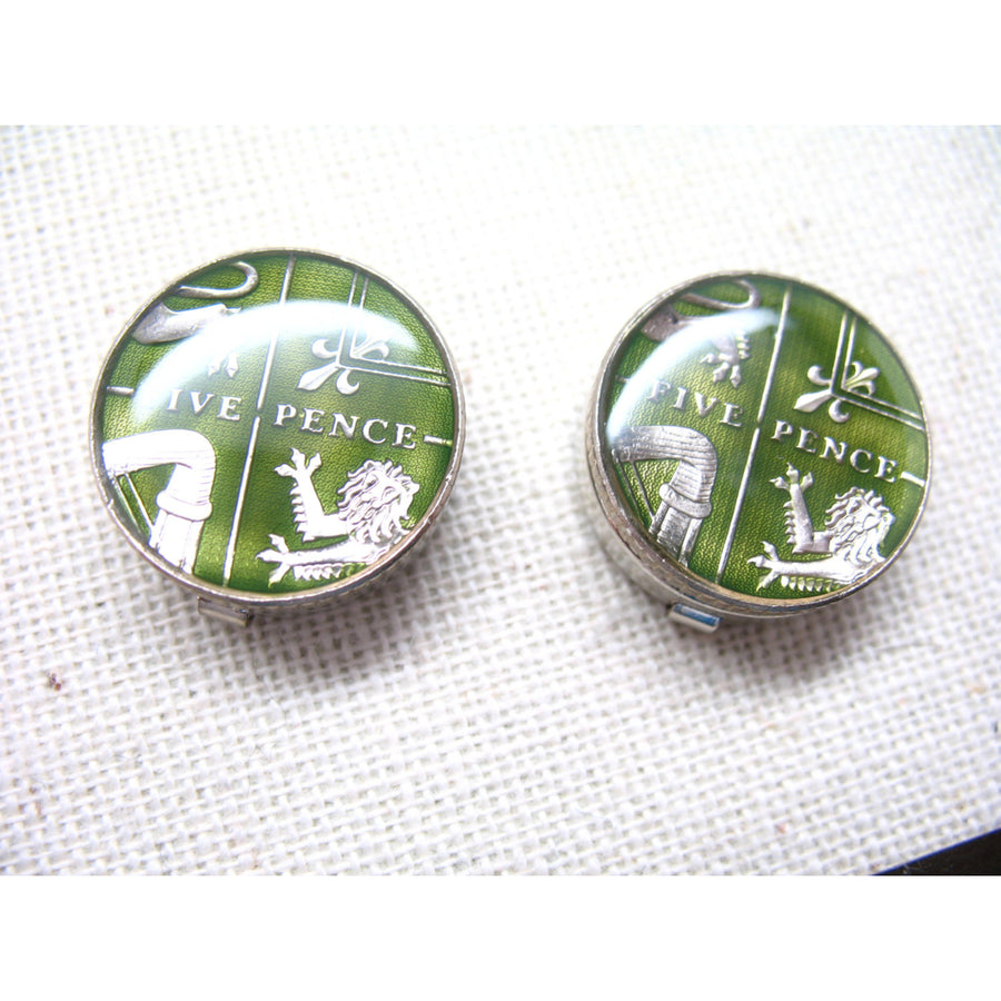 Enamel Cufflinks British Button Cover Green Hand Painted England Jewelry World Cuff Links Enamel Coin Jewelry Cufflinks Image 1