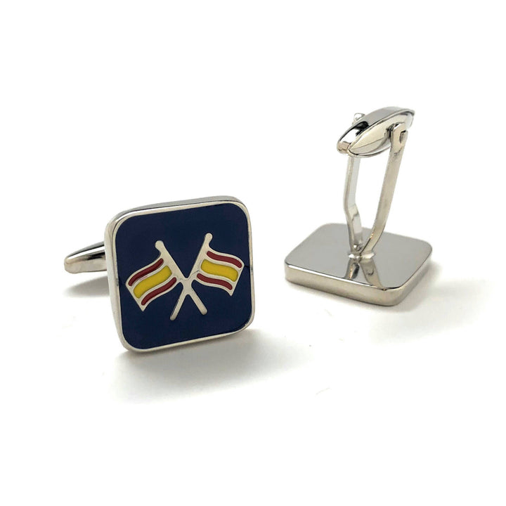Flag Cufflinks Ship Boat Flags Cufflinks Sailing Colors Silver Tone with Enamel Colors Cuff Links Comes with Gift Box Image 3