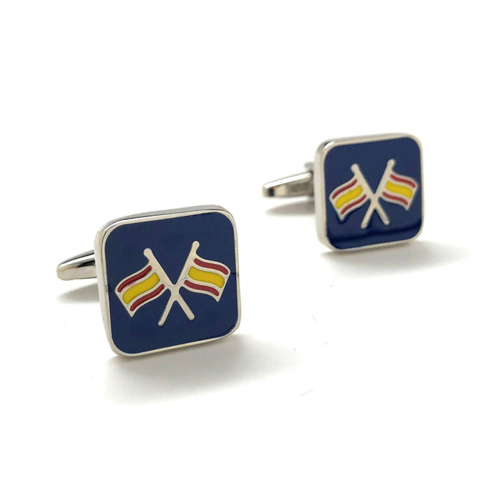 Flag Cufflinks Ship Boat Flags Cufflinks Sailing Colors Silver Tone with Enamel Colors Cuff Links Comes with Gift Box Image 4