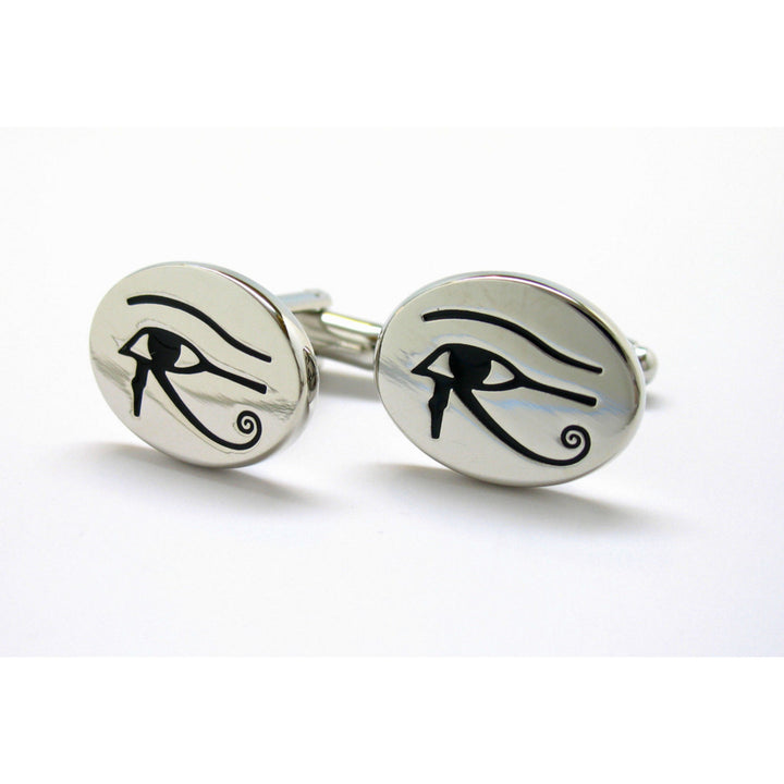 Egyptian Eye Cufflinks Symbol of Protection Royal Power Good Health Silver Tone Cuff Links Brings Good Luck to Those Image 1