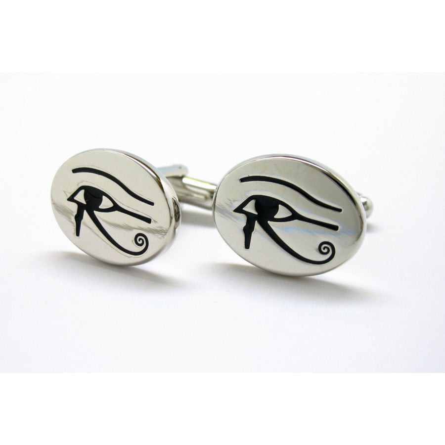 Egyptian Eye Cufflinks Symbol of Protection Royal Power Good Health Silver Tone Cuff Links Brings Good Luck to Those Image 1