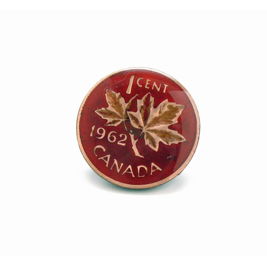 Enamel Pin Canada Penny Lapel Pin Hand Painted Canadian Enamel Coin Pride Lucky Penney Tie Tack Currency Red Enamel Image 1