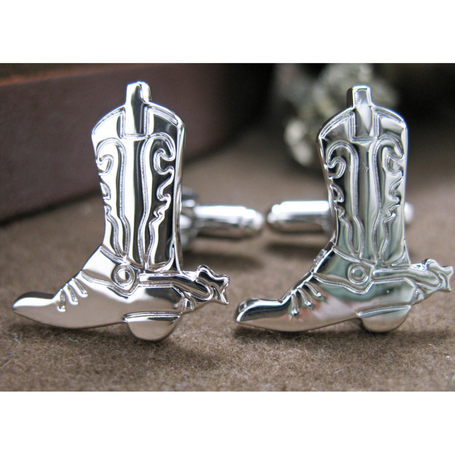 Special Discount  Western Cowboy Boots Cufflinks Antique Silver Tone Cuff Links Image 1