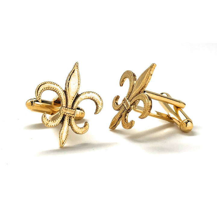 Fleur De Lis Cufflinks Jewelry Bright Brass Cuffs Links Image 2