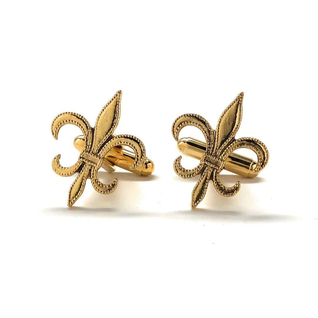 Fleur De Lis Cufflinks Jewelry Bright Brass Cuffs Links Image 4