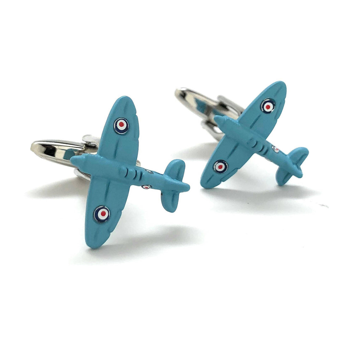 Baby Blue Spitfire Cufflinks British Airplane Supermarine RAF Special Edition CuffLinks WWII Aviation Pilot Cool Fun Image 1