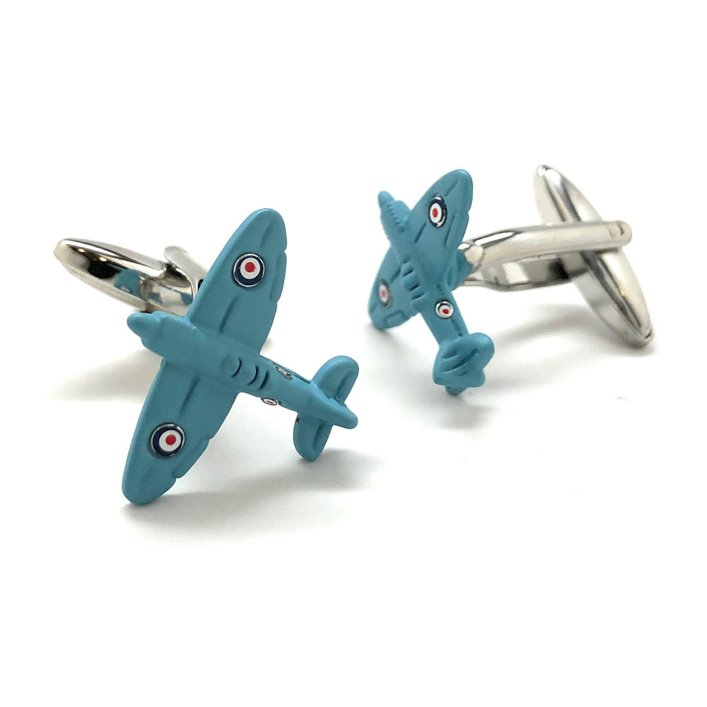 Baby Blue Spitfire Cufflinks British Airplane Supermarine RAF Special Edition CuffLinks WWII Aviation Pilot Cool Fun Image 2