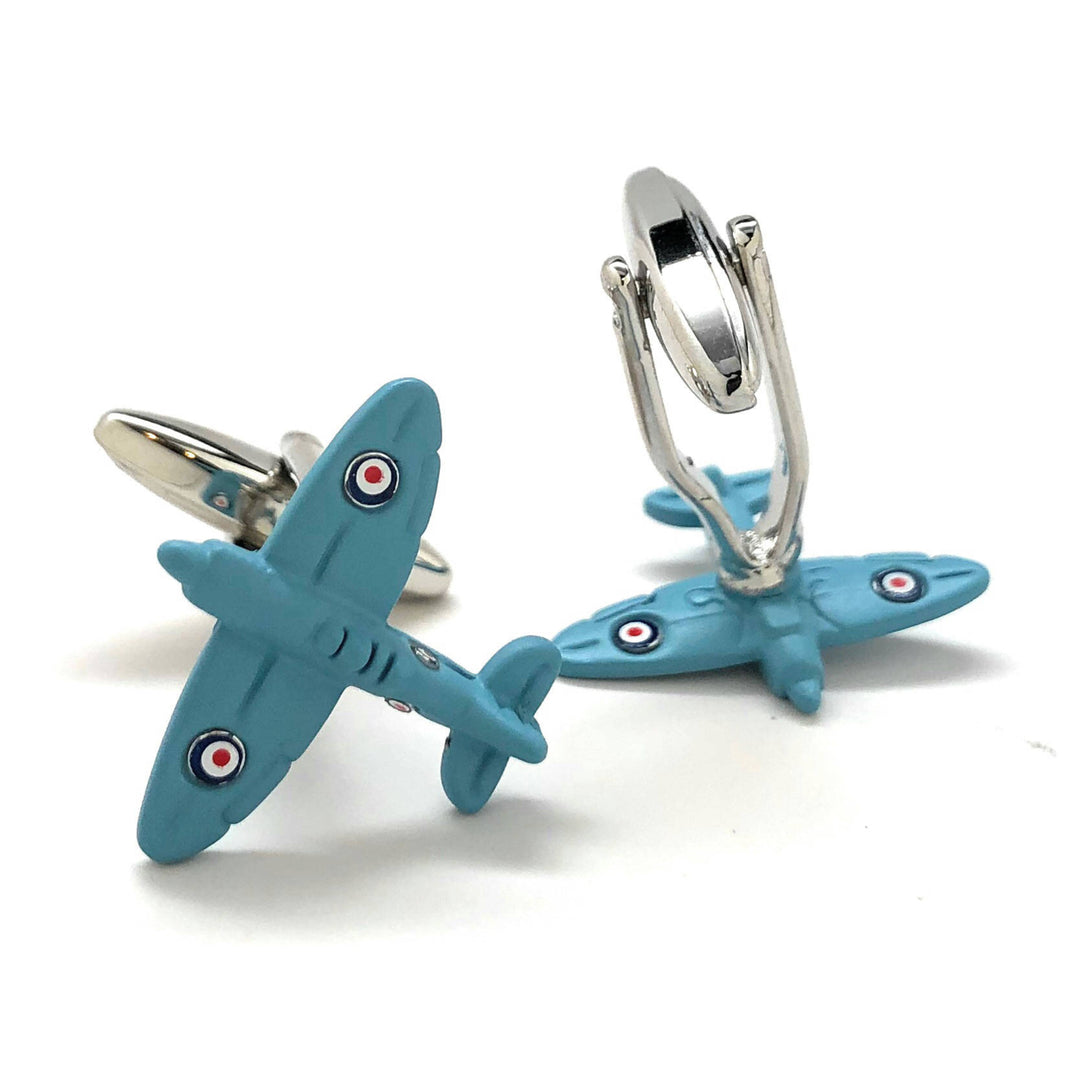 Baby Blue Spitfire Cufflinks British Airplane Supermarine RAF Special Edition CuffLinks WWII Aviation Pilot Cool Fun Image 3