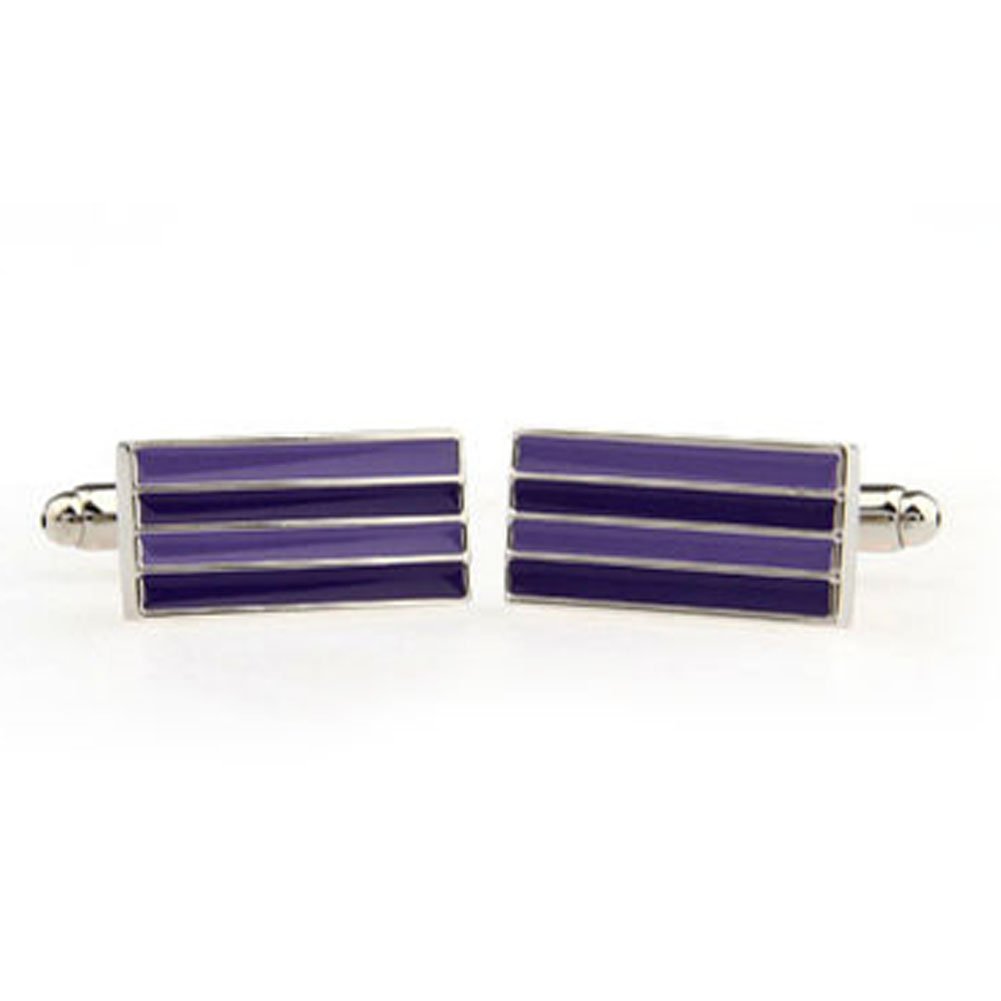 Variegated Purple Horizontal Repp Stripes Cufflinks Lavender Stripes Rectangle Cuff Links Mens Executive Cufflinks Image 2