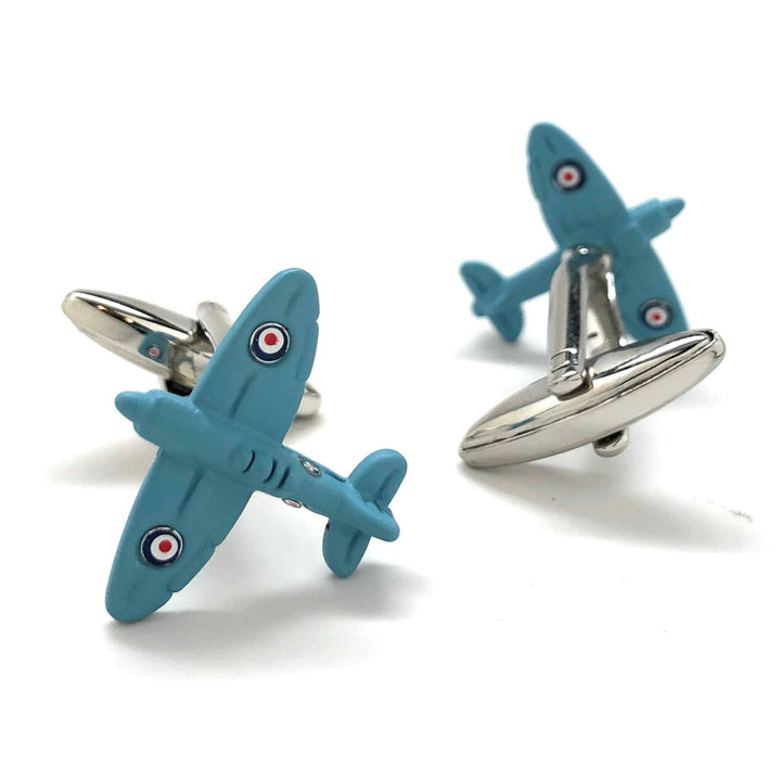 Baby Blue Spitfire Cufflinks British Airplane Supermarine RAF Special Edition CuffLinks WWII Aviation Pilot Cool Fun Image 4