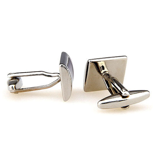 Purple Variegated Stripes with Silver Band Cuff Links Mens Executive Cufflinks Image 3