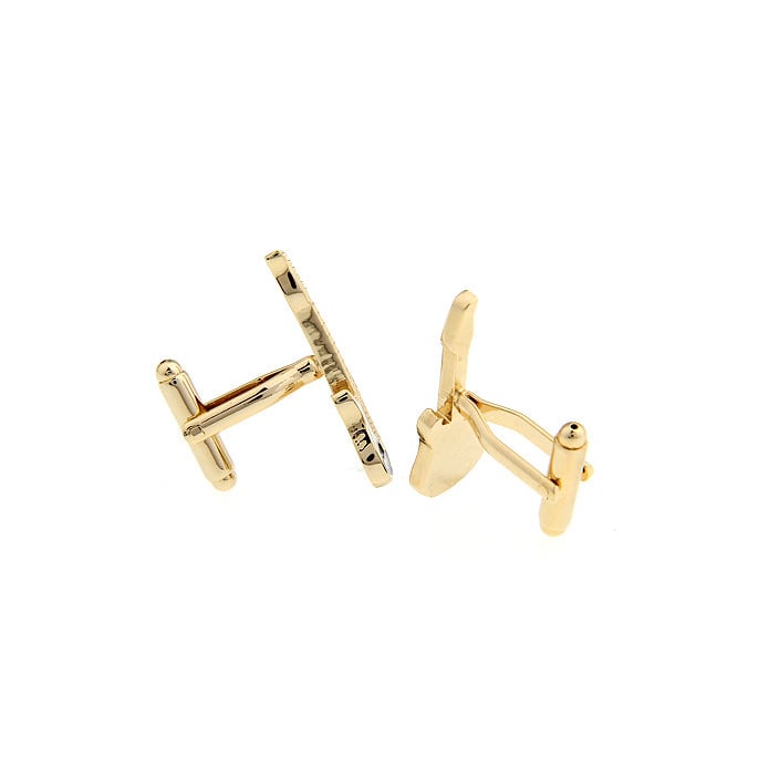 Gold Electric Guitar Cufflinks Black Enamel and White Enamel Full Guitar with Body and Neck Rock and Roll Cuff Links Image 2