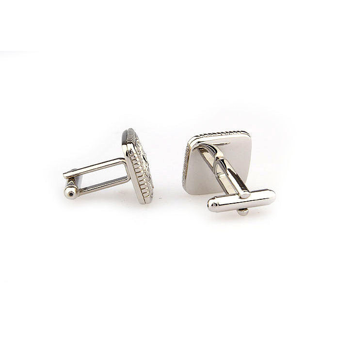 Square Persian Cufflinks  Empire Accents Block Silver Tone Cuff Links Image 3