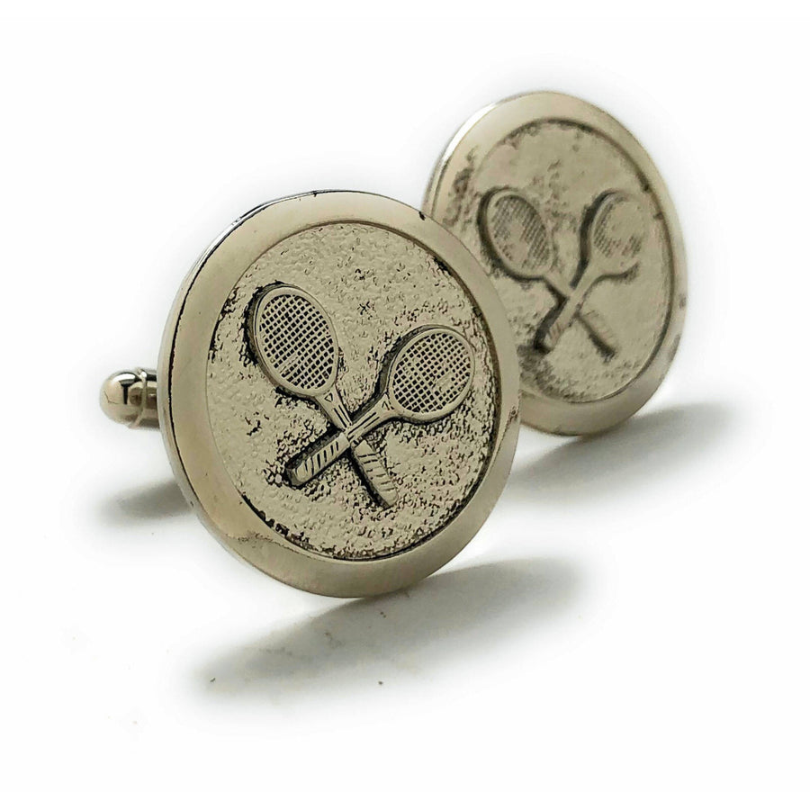 Professional Tennis Racket Cufflinks 3D Design Very Cool Unique Round Cuff Links Comes with Gift Box Image 1