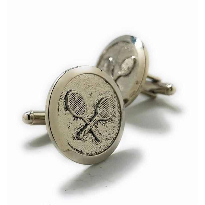 Professional Tennis Racket Cufflinks 3D Design Very Cool Unique Round Cuff Links Comes with Gift Box Image 2