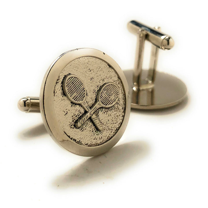 Professional Tennis Racket Cufflinks 3D Design Very Cool Unique Round Cuff Links Comes with Gift Box Image 3